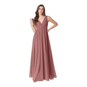 Bridesmaid Azazie Ranvin A-Line V-Neck Pleated Chiffon Formal Dress Ball